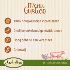 Lukullus Menu Gustico - Zalm Met Wortel, Alfalfa En Spinazie 9 Lukullus Menu Gustico - Zalm Met Wortel, Alfalfa En Spinazie -Hondenbenodigdheden Korting 1 2022 12 lukullus benefits menugustico 1000x1000 nl 5
