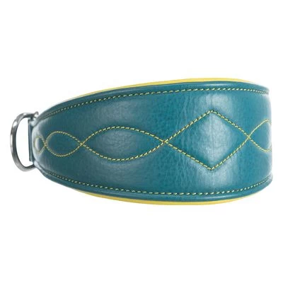 Trixie Active Comfort Halsband Voor Windhonden, Petrol/Geel 3 Trixie Active Comfort Halsband Voor Windhonden, Petrol/Geel