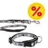 Trixie Set: Halsband Poten Zilver Reflect + Hondenlijn -Hondenbenodigdheden Korting 693807 trixie silver reflect set halsband leine 0