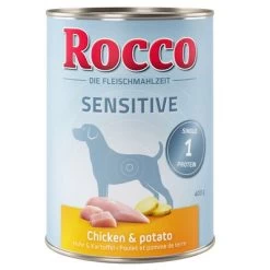 Voordeelpakket Rocco Sensitive 24 X 400 G -Hondenbenodigdheden Korting etikett rocco nf sensitive 400g huhn 1000x1000 2