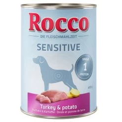 Voordeelpakket Rocco Sensitive 24 X 400 G -Hondenbenodigdheden Korting etikett rocco nf sensitive 400g truthahn 1000x1000 1