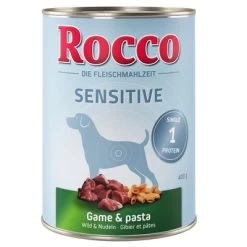 Voordeelpakket Rocco Sensitive 24 X 400 G -Hondenbenodigdheden Korting etikett rocco nf sensitive 400g wild 1000x1000 1