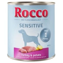 Voordeelpakket: Rocco Sensible 24 X 800 G -Hondenbenodigdheden Korting etikett rocco nf sensitive 800g truthahn 1000x1000 4 1